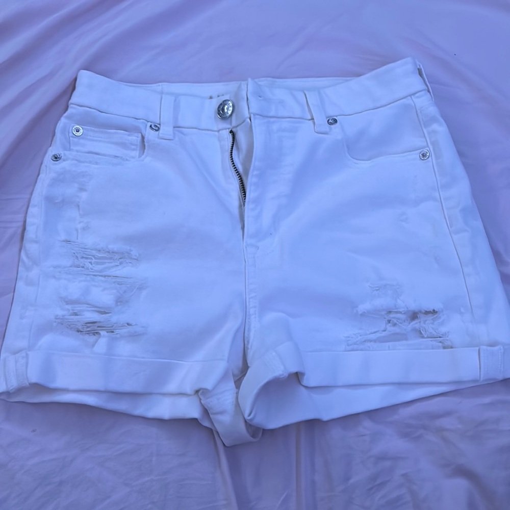 White super stretch American eagle jean shorts